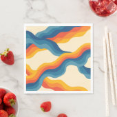 Abstract 70s Retro Sinaasappel Blauw Wavy Stripe P Servet (Insitu)