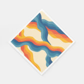 Abstract 70s Retro Sinaasappel Blauw Wavy Stripe P Servet (Hoek)