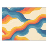 Abstract 70s Retro Sinaasappel Blauw Wavy Stripe P Tafelkleed (Voorkant (Horizontaal))