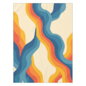 Abstract 70s Retro Sinaasappel Blauw Wavy Stripe P Tafelkleed (Voorkant)