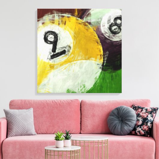 Abstract 8 en 9 Ball Canvas Afdruk (Insitu (Woonkamer))