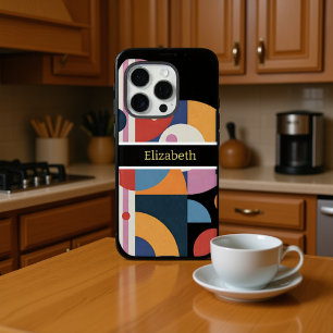 Abstract Aangepaste Naam Moderne Geometrische Marm iPhone 16 Pro Hoesje