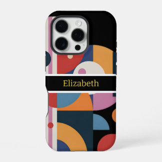 Abstract Aangepaste Naam Moderne Geometrische Marm iPhone 16 Pro Hoesje