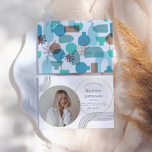 Abstract   Aankondiging blauwe foto-Afstuderen