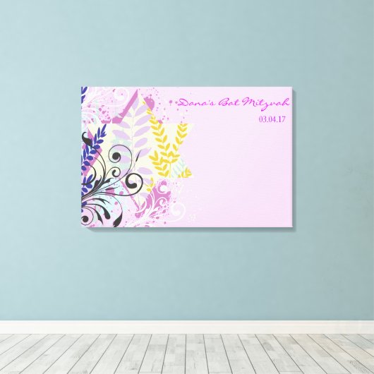 ABSTRACT aanmeldbord STAR Bat Mitzvah Canvas Afdruk (Insitu (Houten vloer))