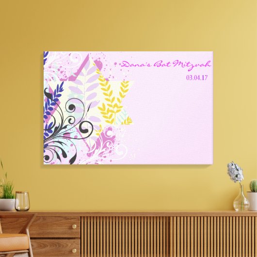 ABSTRACT aanmeldbord STAR Bat Mitzvah Canvas Afdruk (Insitu (Woonkamer))