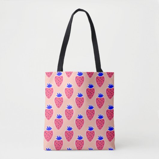 Abstract aardbeienpatroon op perzik. tote bag (Voorkant)
