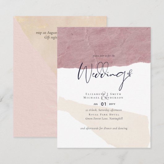 Abstract aardetint trouwuitnodiging goedkoop budge kaart (Voorkant / Achterkant)