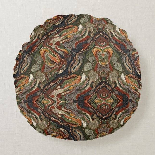Abstract aardetoon wervelpatroon rond kussen (Voorkant)