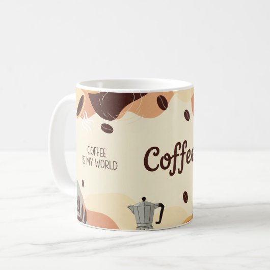 Abstract aards koffie Mok ontwerp (Voorkant links)