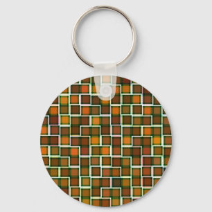 Abstract aardtoon-mozaïekvierkant patroon sleutelhanger