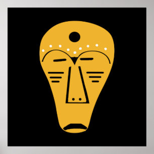 Abstract Aboriginaal tribaal gezicht Poster