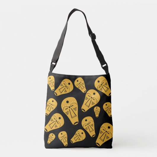 Abstract Aboriginaal tribaal masker Crossbody Tas (Achterkant)