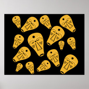 Abstract Aboriginal tribal tattoo masker Poster