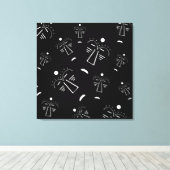 Abstract Aboriginal tribal zwart masker Canvas Afdruk (Insitu (Houten vloer))