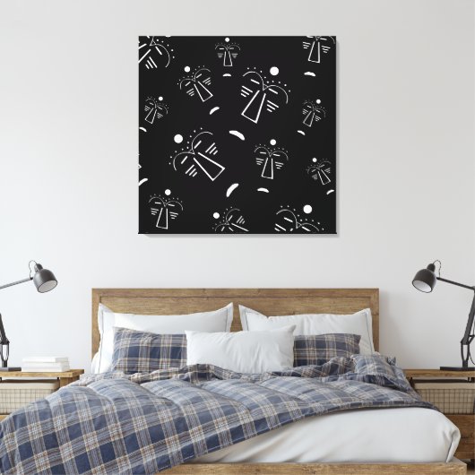 Abstract Aboriginal tribal zwart masker Canvas Afdruk (Insitu (Slaapkamer))