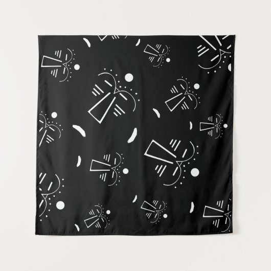 Abstract Aboriginal tribal zwart masker Wandkleed (Voorkant (horizontaal))