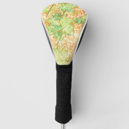 Abstract acerblad op krasbodem, op beige golfheadcover