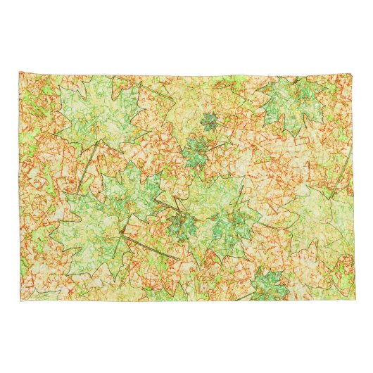 Abstract acerblad op krasbodem, op beige kussensloop (Achterkant-Rechts)