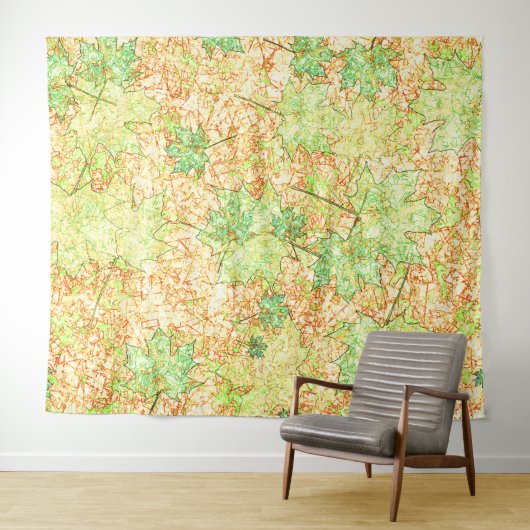 Abstract acerblad op krasbodem, op beige wandkleed (In Situ (horizontaal))