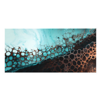 Abstract Acryl Cells Art Cyan Copper Foto Afdruk