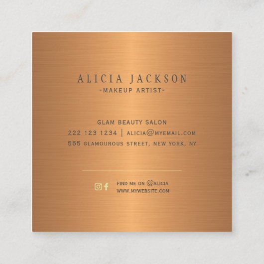 Abstract acryl geschilderd goud zwart monogram vierkante visitekaartje (Achterkant)