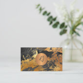 Abstract acryl schilderij goud zwart monogram visitekaartje (Staand voorkant)