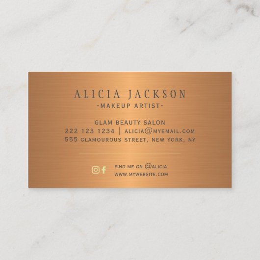 Abstract acryl schilderij goud zwart monogram visitekaartje (Achterkant)