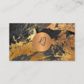 Abstract acryl schilderij goud zwart monogram visitekaartje (Voorkant)