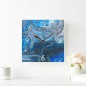 Abstract acrylblauw, wit, marineachtig vierkante klok (Huis)