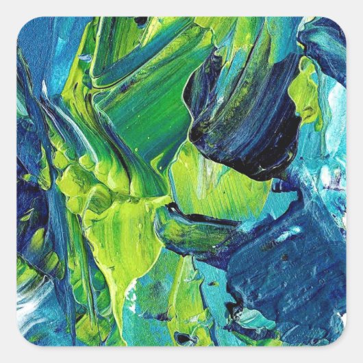 Abstract Acrylic Paint in Blue Vierkante Sticker (Voorkant)