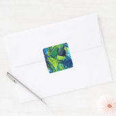 Abstract Acrylic Paint in Blue Vierkante Sticker (Envelop)
