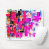 Abstract acrylverf in roze, zwart, wit muismat (Met muis)