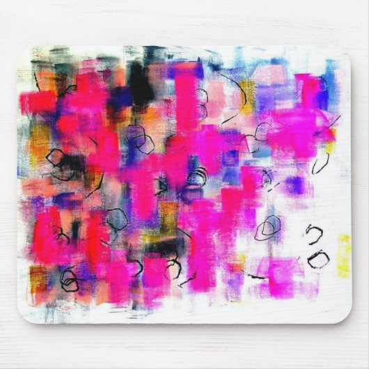 Abstract acrylverf in roze, zwart, wit muismat (Voorkant)