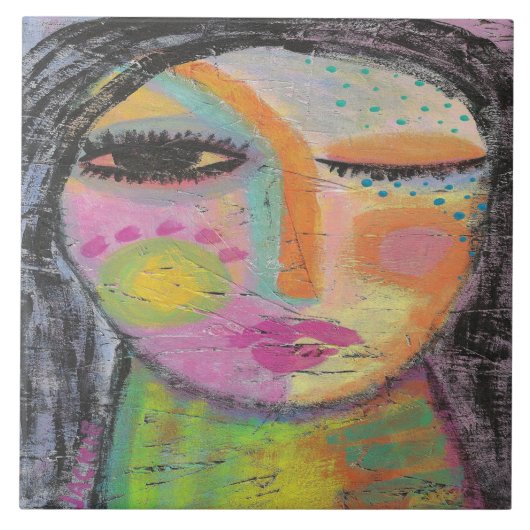 Abstract acrylverf voor dagdromen op OSB-raad Tegeltje (Voorkant)