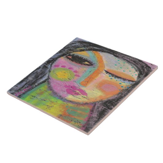 Abstract acrylverf voor dagdromen op OSB-raad Tegeltje (Zijkant)