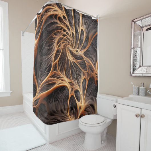 Abstract afbeelding - 3D Fractal, digitale kunst, Douchegordijn (In situ)