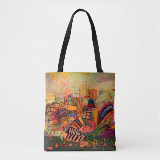 Abstract afbeelding met heldere kleuren tote bag (Voorkant)