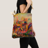 Abstract afbeelding met heldere kleuren tote bag (Dichtbij)