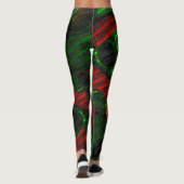 Abstract afbeelding montage? Streep, rood, groen, Leggings (Achterkant)