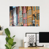 Abstract afbeelding Tyske Bryggen wooden Poster (Thuiskantoor)