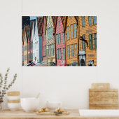 Abstract afbeelding Tyske Bryggen wooden Poster (Keuken)
