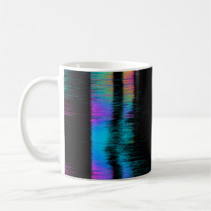 Abstract afbeelding van glitched LED-scherm. Breke Koffiemok