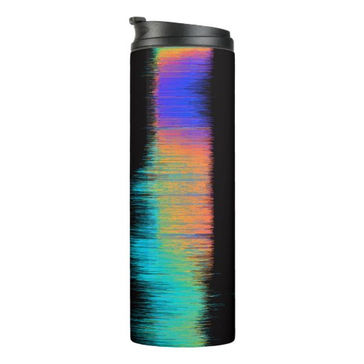 Abstract afbeelding van glitched LED-scherm. Breke Thermosbeker (Geroteerd rechts)