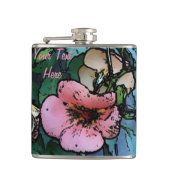 abstract afbeelding van  roze en zwarte bloemen heupfles (Voorkant)