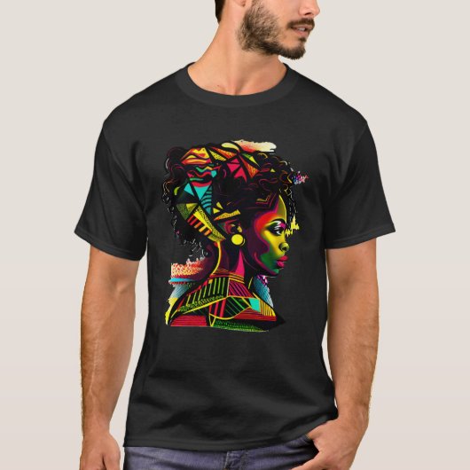 Abstract African Attire Beautiful Black Queen Colo T-shirt (Voorkant)