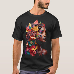 Abstract Afrikaans Afro Melanine Origami Queen Flo T-shirt
