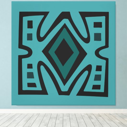 Abstract Afrikaans geometrisch tribaal patroon Canvas Afdruk (Insitu (Houten vloer))