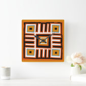 Abstract Afrikaans geometrisch tribaal patroon Vierkante Klok (Huis)