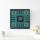 Abstract Afrikaans geometrisch tribaal patroon Vierkante Klok (Huis)
